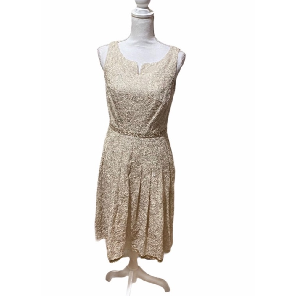 Kay Unger NY  Lace W Sequin Belted Waist Dress